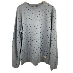 Eddie Bauer Blue Geometric Print Fleece Crewneck Sweatshirt Mens Size TL